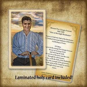 Bl. Pier Giorgio Frassati (B) Plaque & Holy Card Gift Set