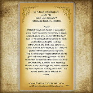 St. Adrian of Canterbury Holy Card