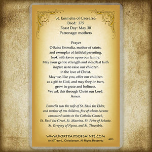 St. Emmelia of Caesarea Holy Card
