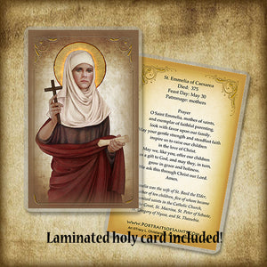 St. Emmelia of Caesarea Plaque & Holy Card Gift Set