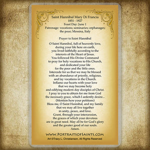 St. Hannibal Mary Di Francia Holy Card