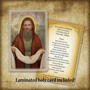 St. Lazarus of Bethany Plaque & Holy Card Gift Set