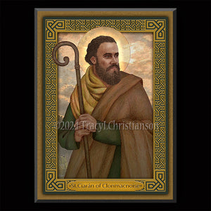 St. Ciarán of Clonmacnoise Plaque & Holy Card Gift Set