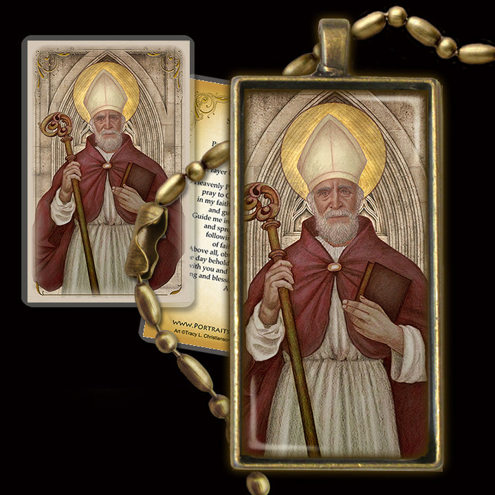 St. Hugh of Grenoble Pendant & Holy Card Gift Set