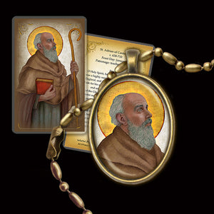 St. Adrian of Canterbury  Pendant & Holy Card Gift Set
