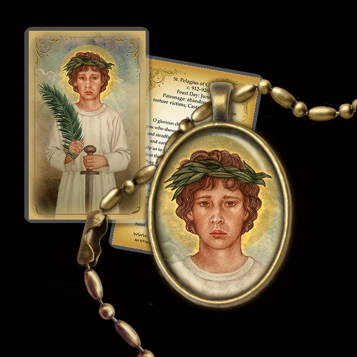 St. Pelagius of Córdoba Pendant & Holy Card Gift Set