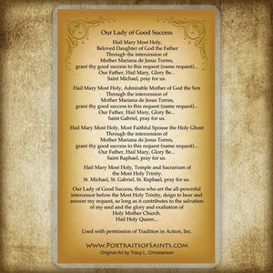 Our Lady of Good Success Holy Card