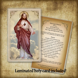 Sacred Heart (full-length) Plaque & Holy Card Gift Set