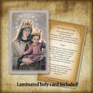 Our Lady of Mount Carmel Plaque & Holy Card Gift Set