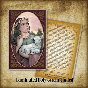 St. Agnes of Rome Plaque & Holy Card Gift Set
