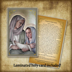 St. Anne and the Child Mary Plaque & Holy Card Gift Set