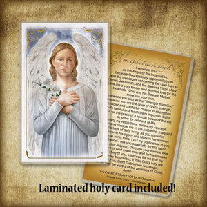 St. Gabriel the Archangel Plaque & Holy Card Gift Set