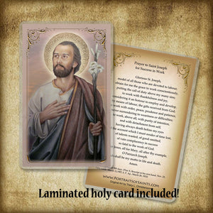 St. Joseph, Husband of Mary Plaque & Holy Card Gift Set