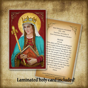 St. Margaret of Scotland Plaque & Holy Card Gift Set