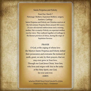 St. Perpetua and St. Felicity Holy Card