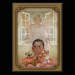 Guardian Angel/Boy (B) Plaque & Holy Card Gift Set