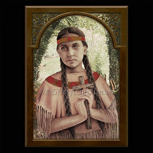 St. Kateri Tekakwitha Plaque & Holy Card Gift Set