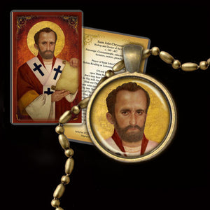 St. John Chrysostom Pendant & Holy Card Gift Set