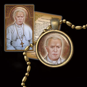 Pope St. Pius X Pendant & Holy Card Gift Set