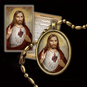 Sacred Heart of Jesus (B) Pendant & Holy Card Gift Set