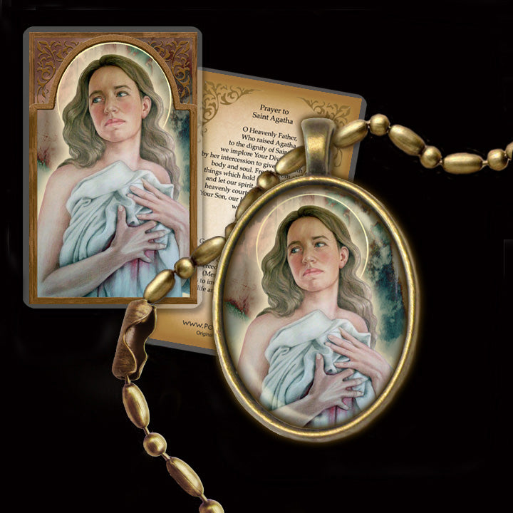 St. Agatha Pendant & Holy Card Gift Set