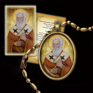 St. Alexander of Jerusalem Pendant & Holy Card Gift Set