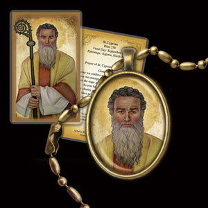 St. Cyprian of Carthage Pendant & Holy Card Gift Set