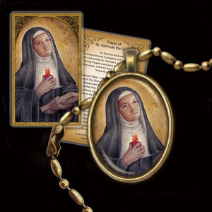 St. Gertrude the Great Pendant & Holy Card Gift Set