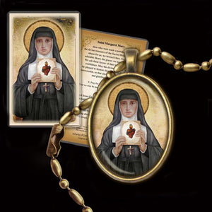 St. Margaret Mary Alacoque Pendant & Holy Card Gift Set