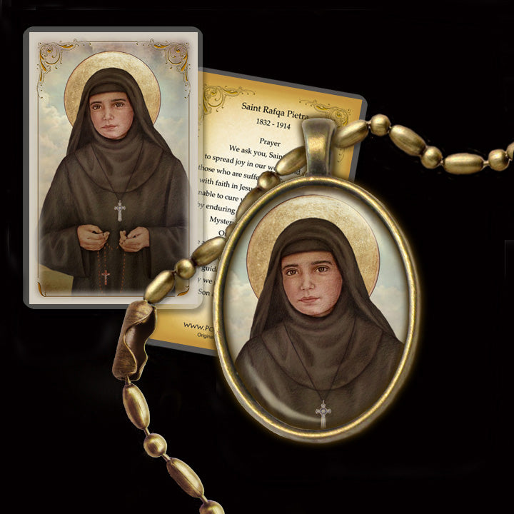 St. Rafqa Pendant & Holy Card Gift Set