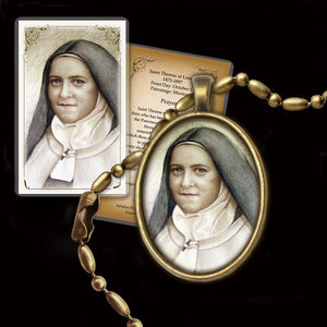 St. Therese of Lisieux (B) Pendant & Holy Card Gift Set