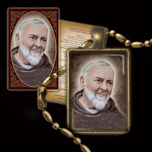 St. Padre Pio (A) Pendant & Holy Card Gift Set