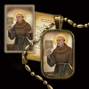 St. Bernardine of Siena Pendant & Holy Card Gift Set