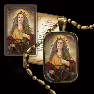 St. Catherine of Alexandria Pendant & Holy Card Gift Set