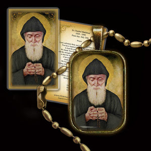 St. Charbel Makhlouf Pendant & Holy Card Gift Set