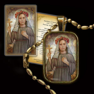 St. Rose of Viterbo Pendant & Holy Card Gift Set