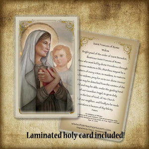 St. Frances of Rome Pendant & Holy Card Gift Set