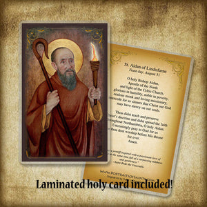 St. Aidan of Lindisfarne Pendant & Holy Card Gift Set
