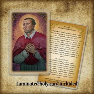 St. Charles Borromeo Pendant & Holy Card Gift Set