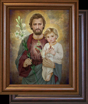 St. Joseph Chaste Heart and Baby Jesus Framed