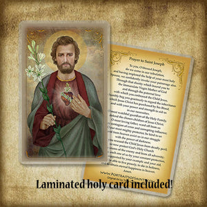 St. Joseph Chaste Heart Plaque & Holy Card Gift Set