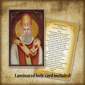 Pope St. Damasus I Pendant & Holy Card Gift Set