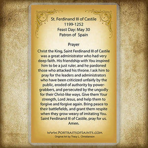 St. Ferdinand III of Castile Holy Card