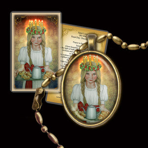 St. Lucia Pendant & Holy Card Gift Set