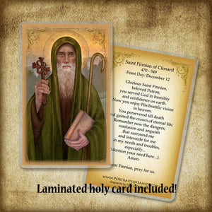St. Finnian of Clonard Plaque & Holy Card Gift Set