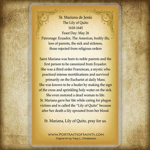 St. Mariana de Jesus de Paredes Holy Card